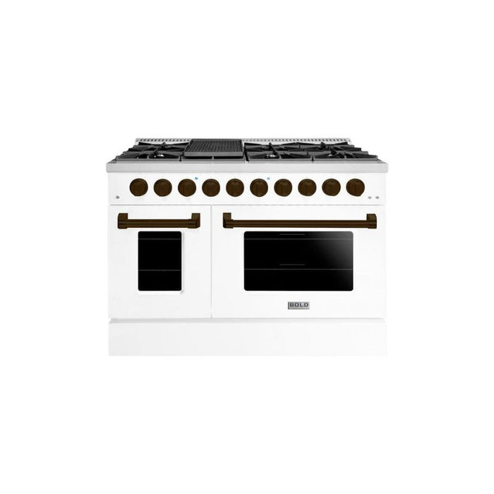 HALLMAN Bold Series 48" Gas Freestanding Range with Bronze Trim - HBRG48BZ