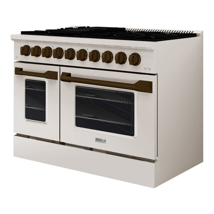 HALLMAN Bold Series 48" Gas Freestanding Range with Bronze Trim - HBRG48BZ