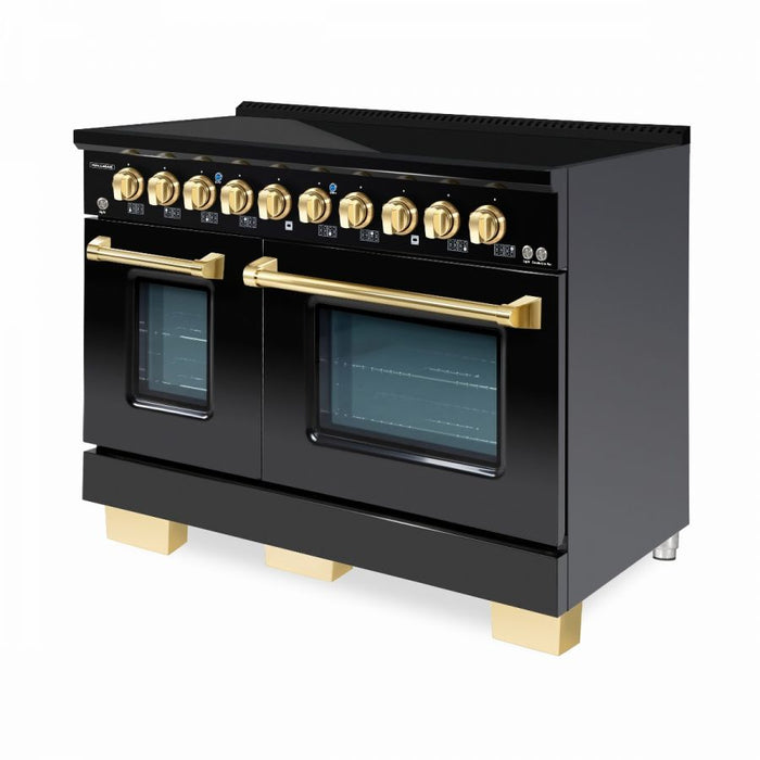 HALLMAN Bold Series 48-inch Induction Range with Brass Trim - HBIR48BS