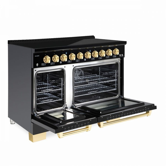 HALLMAN Bold Series 48-inch Induction Range with Brass Trim - HBIR48BS