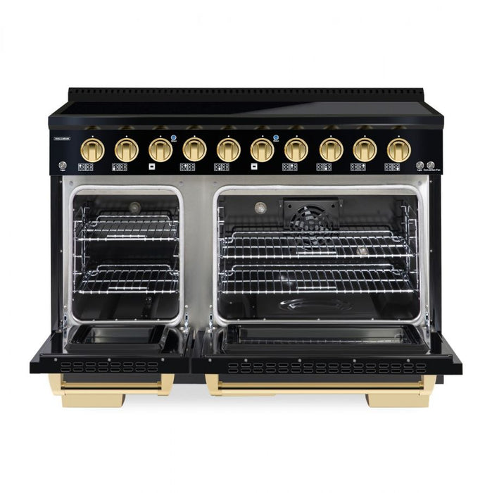 HALLMAN Bold Series 48-inch Induction Range with Brass Trim - HBIR48BS