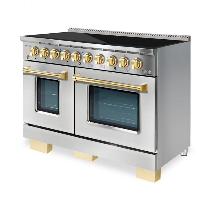 HALLMAN Bold Series 48-inch Induction Range with Brass Trim - HBIR48BS