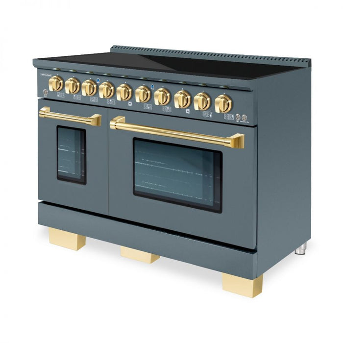 HALLMAN Bold Series 48-inch Induction Range with Brass Trim - HBIR48BS