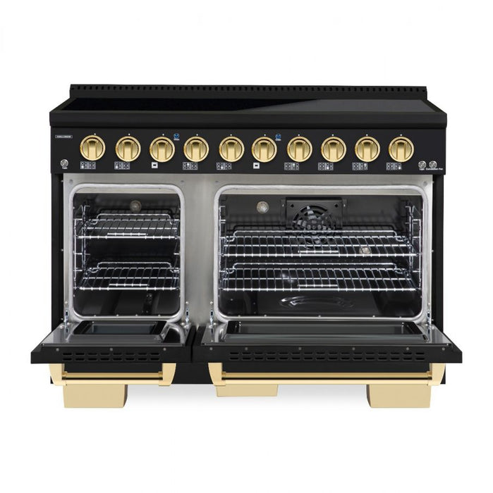 HALLMAN Bold Series 48-inch Induction Range with Brass Trim - HBIR48BS