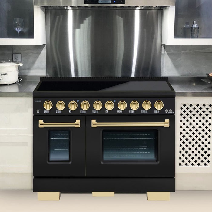 HALLMAN Bold Series 48-inch Induction Range with Brass Trim - HBIR48BS