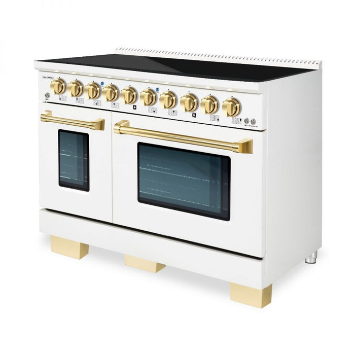 HALLMAN Bold Series 48-inch Induction Range with Brass Trim - HBIR48BS