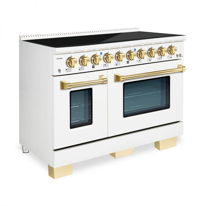 HALLMAN Bold Series 48-inch Induction Range with Brass Trim - HBIR48BS