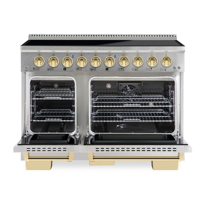 HALLMAN Bold Series 48-inch Induction Range with Brass Trim - HBIR48BS