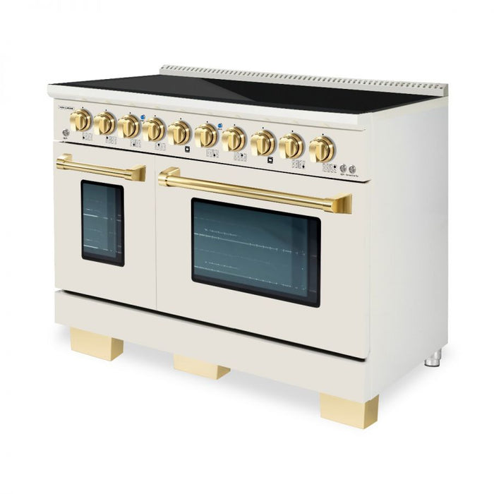 HALLMAN Bold Series 48-inch Induction Range with Brass Trim - HBIR48BS