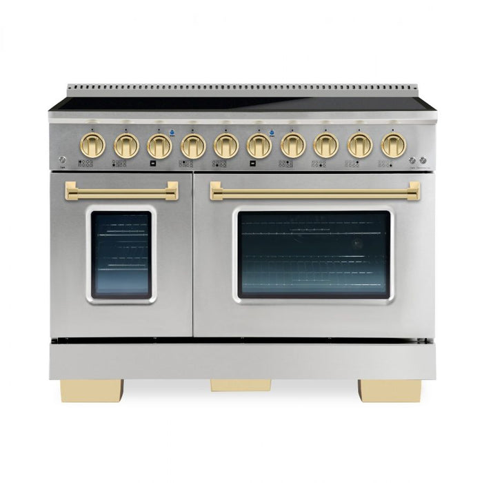 HALLMAN Bold Series 48-inch Induction Range with Brass Trim - HBIR48BS