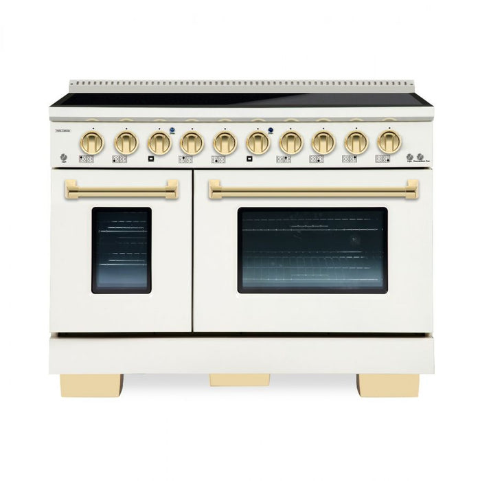 HALLMAN Bold Series 48-inch Induction Range with Brass Trim - HBIR48BS