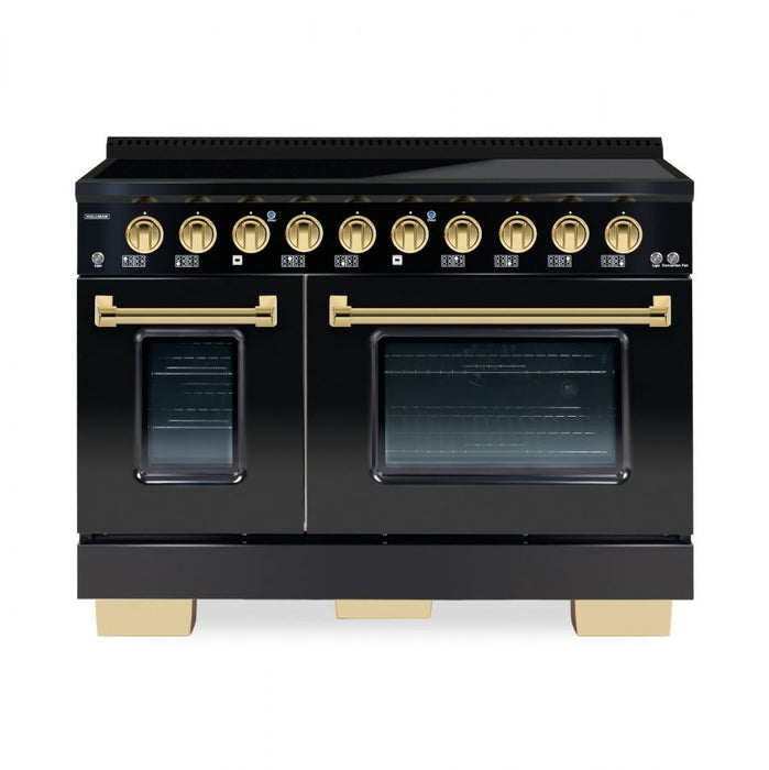 HALLMAN Bold Series 48-inch Induction Range with Brass Trim - HBIR48BS