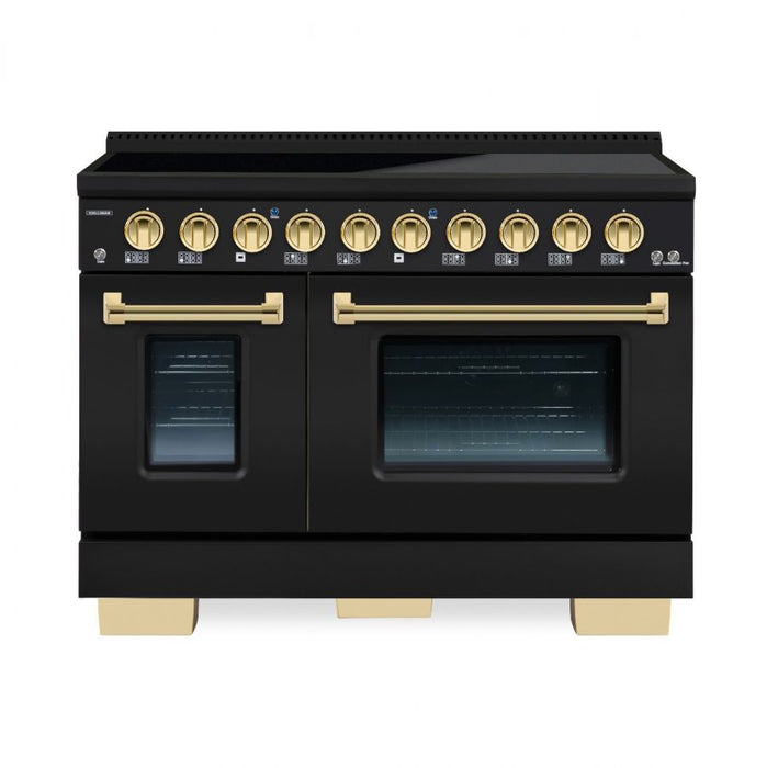 HALLMAN Bold Series 48-inch Induction Range with Brass Trim - HBIR48BS