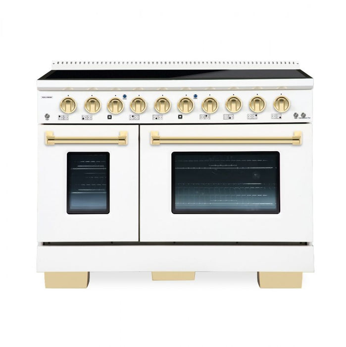 HALLMAN Bold Series 48-inch Induction Range with Brass Trim - HBIR48BS