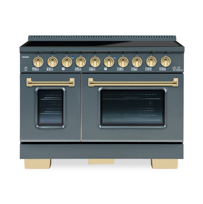 HALLMAN Bold Series 48-inch Induction Range with Brass Trim - HBIR48BS