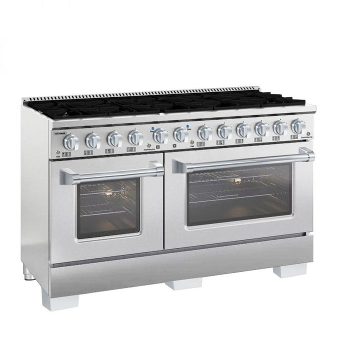 HALLMAN Bold Series 60" Freestanding Dual Fuel Range Gas Stove-Electric Oven with Chrome Trim - HBRDF60CM