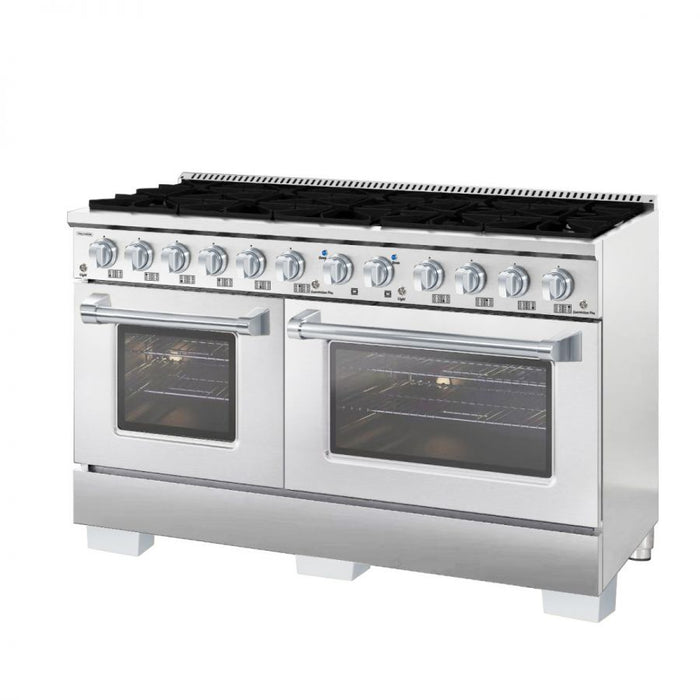 HALLMAN Bold Series 60" Freestanding Dual Fuel Range Gas Stove-Electric Oven with Chrome Trim - HBRDF60CM