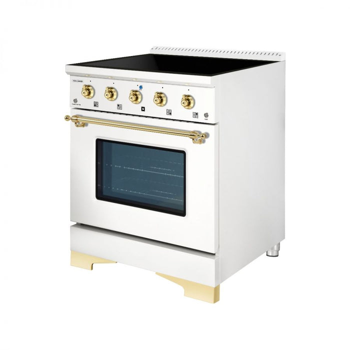 HALLMAN Classico 30-inch Induction Freestanding Range with Brass Trim - HCLIR30BS