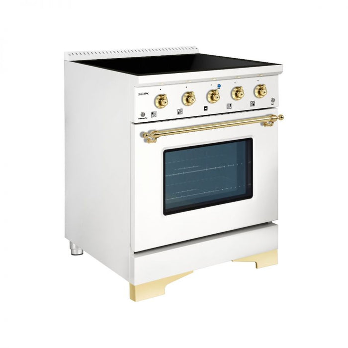 HALLMAN Classico 30-inch Induction Freestanding Range with Brass Trim - HCLIR30BS