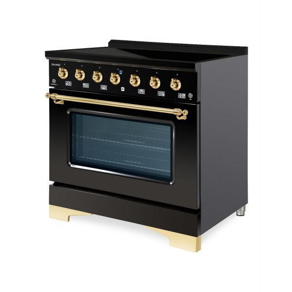 HALLMAN Classico 36-inch Induction Range with Brass Trim - HCLIR36BS