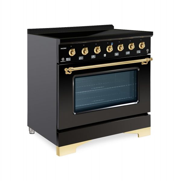 HALLMAN Classico 36-inch Induction Range with Brass Trim - HCLIR36BS