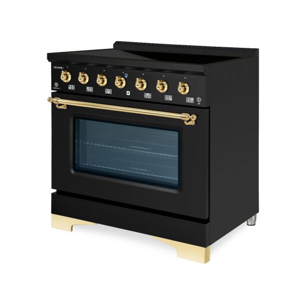 HALLMAN Classico 36-inch Induction Range with Brass Trim - HCLIR36BS