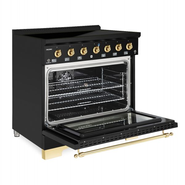 HALLMAN Classico 36-inch Induction Range with Brass Trim - HCLIR36BS