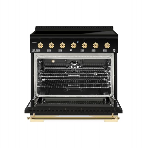 HALLMAN Classico 36-inch Induction Range with Brass Trim - HCLIR36BS