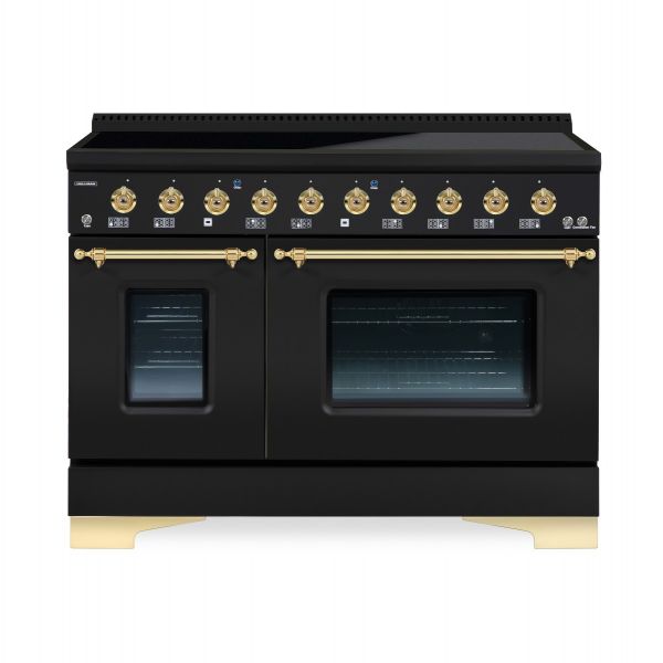 HALLMAN Classico 48-inch Induction Range with Brass Trim - HCLIR48BS