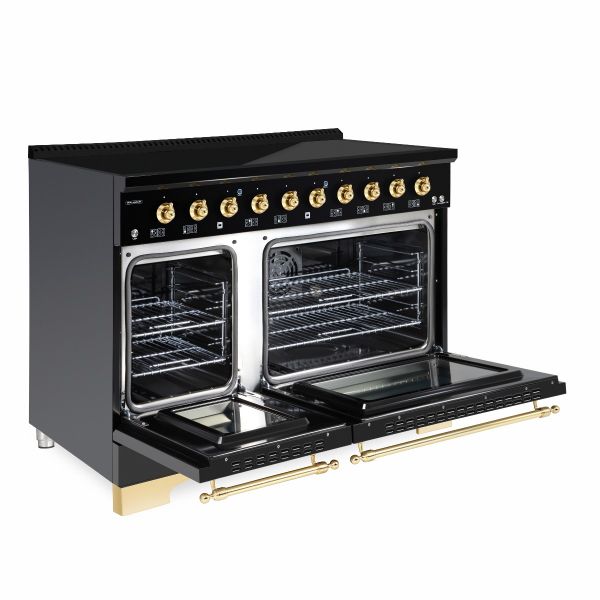 HALLMAN Classico 48-inch Induction Range with Brass Trim - HCLIR48BS