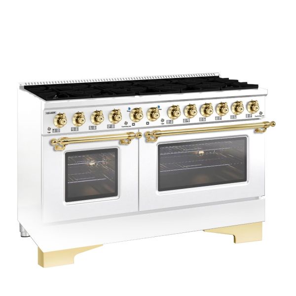 HALLMAN Classico 60" Freestanding Dual Fuel Range Gas Stove-Electric Oven with Brass Trim - HCLRDF60BS