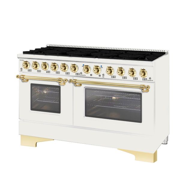 HALLMAN Classico 60" Freestanding Dual Fuel Range Gas Stove-Electric Oven with Brass Trim - HCLRDF60BS