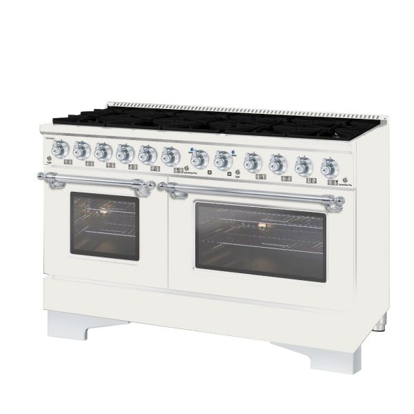 HALLMAN Classico 60" Freestanding Dual Fuel Range Gas Stove-Electric Oven with Chrome Trim - HCLRDF60CM