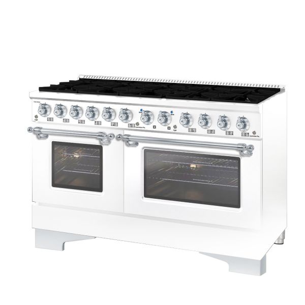 HALLMAN Classico 60" Freestanding Dual Fuel Range Gas Stove-Electric Oven with Chrome Trim - HCLRDF60CM