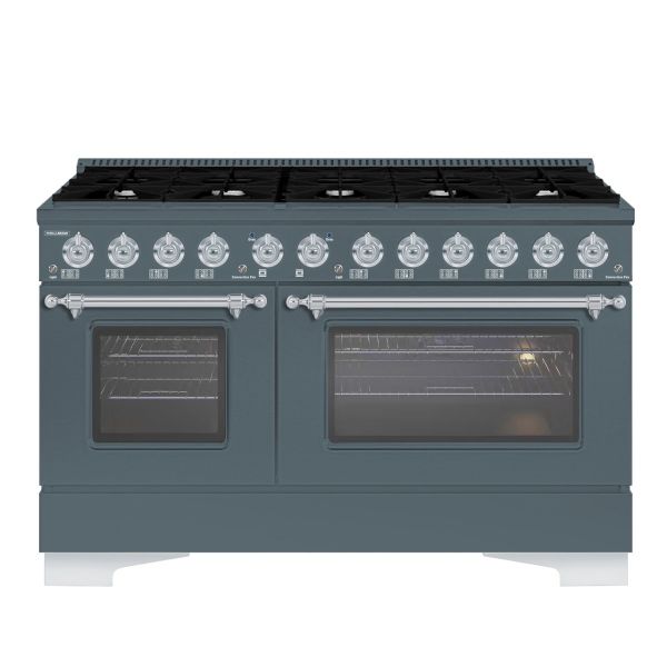 HALLMAN Classico 60" Freestanding Dual Fuel Range Gas Stove-Electric Oven with Chrome Trim - HCLRDF60CM