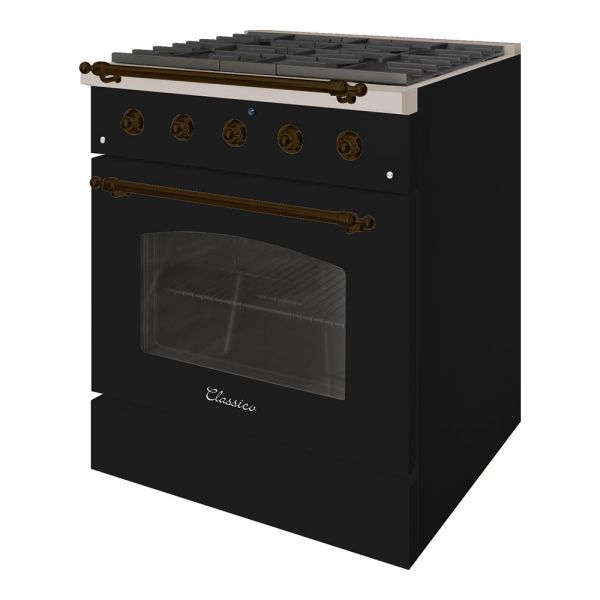 HALLMAN Classico Series 30" Dual Fuel Freestanding Range with Bronze Trim - HCLRDF30BZ