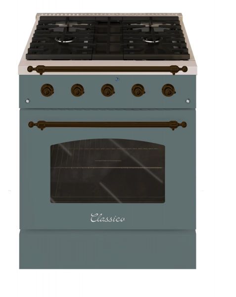 HALLMAN Classico Series 30" Dual Fuel Freestanding Range with Bronze Trim - HCLRDF30BZ