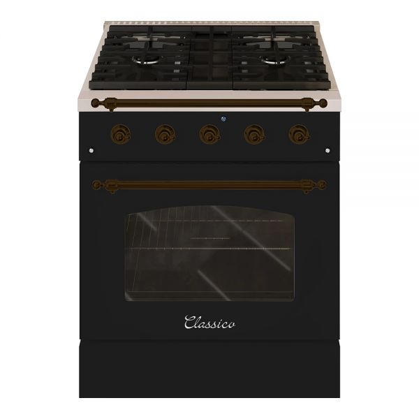 HALLMAN Classico Series 30" Dual Fuel Freestanding Range with Bronze Trim - HCLRDF30BZ