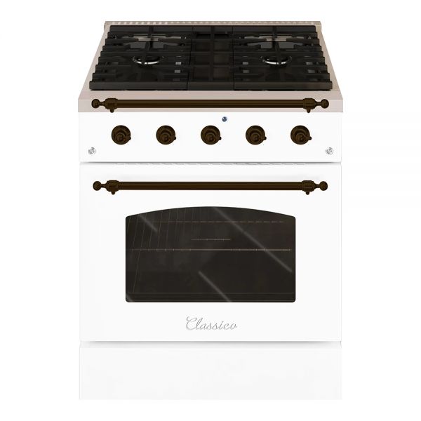 HALLMAN Classico Series 30" Dual Fuel Freestanding Range with Bronze Trim - HCLRDF30BZ