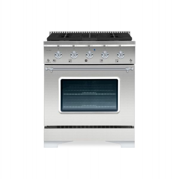 HALLMAN Classico Series 30" Dual Fuel Freestanding Range with Chrome Trim - HCLRDF30CM