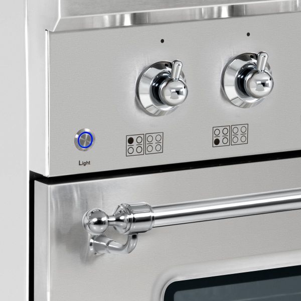 HALLMAN Classico Series 30" Dual Fuel Freestanding Range with Chrome Trim - HCLRDF30CM