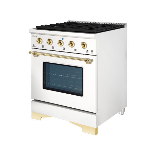 HALLMAN Classico Series 30" Gas Freestanding Range with Brass Trim - HCLRG30BS