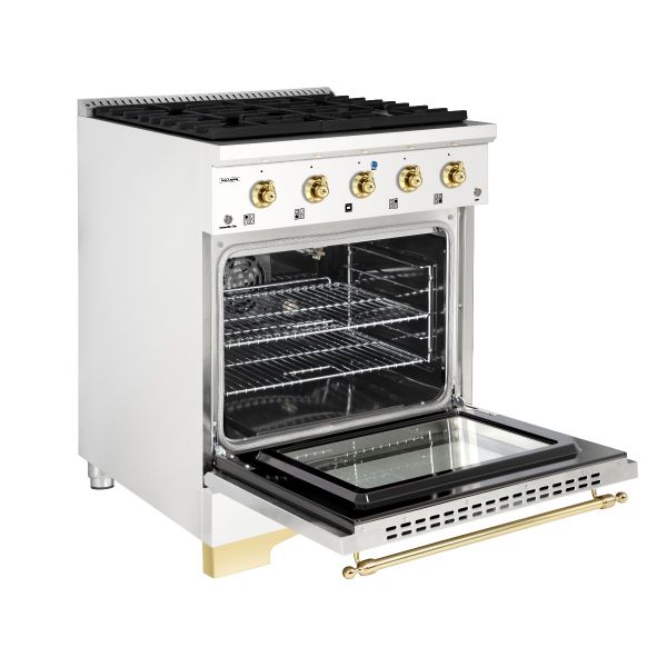 HALLMAN Classico Series 30" Gas Freestanding Range with Brass Trim - HCLRG30BS