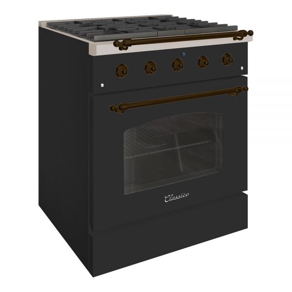 HALLMAN Classico Series 30" Gas Freestanding Range with Bronze Trim - HCLRG30BZ