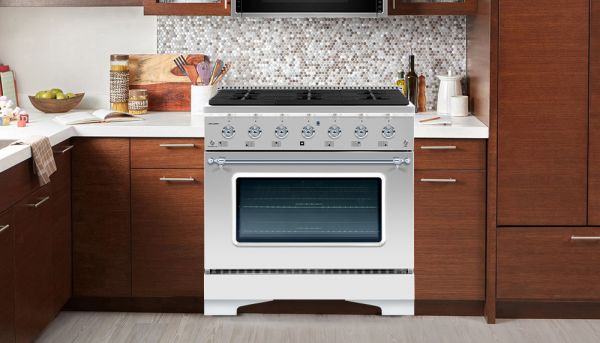 HALLMAN Classico Series 36" Dual Fuel Freestanding Range with 6-Sealed Burners Chrome Trim - HCLRDF36CM