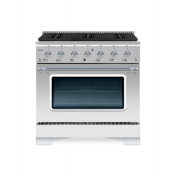 HALLMAN Classico Series 36" Dual Fuel Freestanding Range with 6-Sealed Burners Chrome Trim - HCLRDF36CM