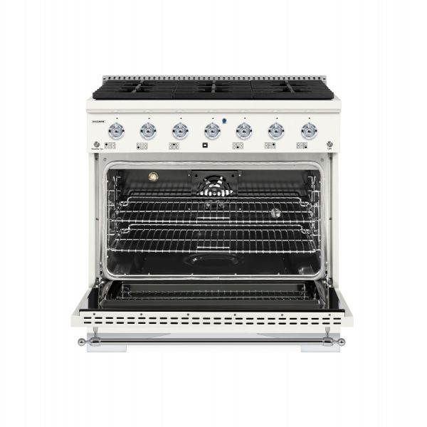 HALLMAN Classico Series 36" Dual Fuel Freestanding Range with 6-Sealed Burners Chrome Trim - HCLRDF36CM