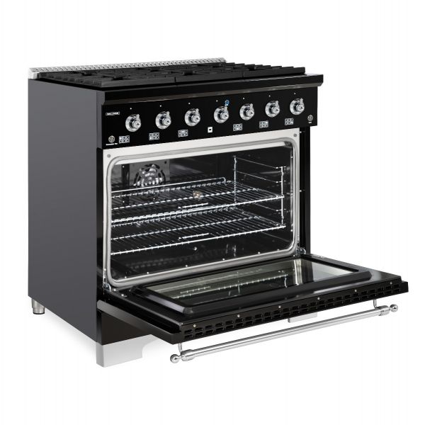 HALLMAN Classico Series 36" Dual Fuel Freestanding Range with 6-Sealed Burners Chrome Trim - HCLRDF36CM