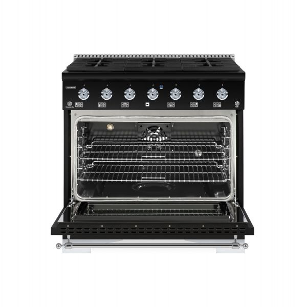 HALLMAN Classico Series 36" Dual Fuel Freestanding Range with 6-Sealed Burners Chrome Trim - HCLRDF36CM