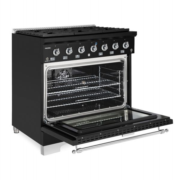 HALLMAN Classico Series 36" Dual Fuel Freestanding Range with 6-Sealed Burners Chrome Trim - HCLRDF36CM